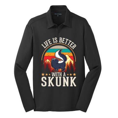 Life Is Better With A Skunk Gift Silk Touch Performance Long Sleeve Polo