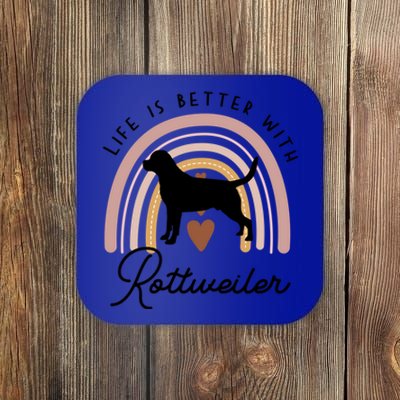 Life Is Better Rottweiler Rainbow Dog Mom Gift Coaster