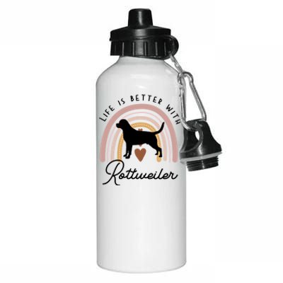 Life Is Better Rottweiler Rainbow Dog Mom Gift Aluminum Water Bottle