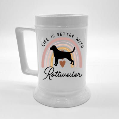 Life Is Better Rottweiler Rainbow Dog Mom Gift Beer Stein