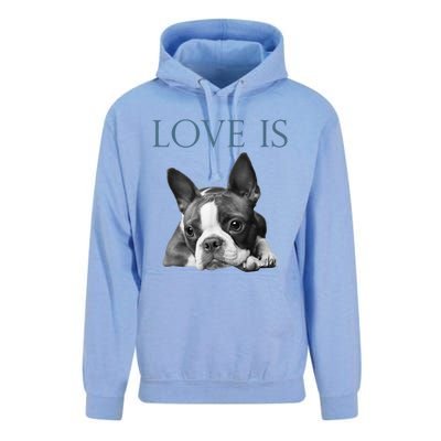 Love Is Boston Terrier Bostie Unisex Surf Hoodie