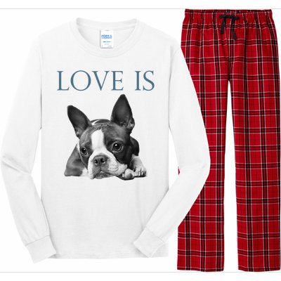 Love Is Boston Terrier Bostie Long Sleeve Pajama Set