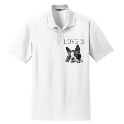 Love Is Boston Terrier Bostie Dry Zone Grid Polo