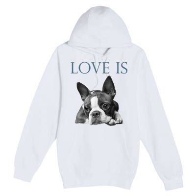 Love Is Boston Terrier Bostie Premium Pullover Hoodie