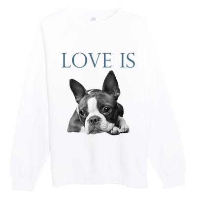 Love Is Boston Terrier Bostie Premium Crewneck Sweatshirt