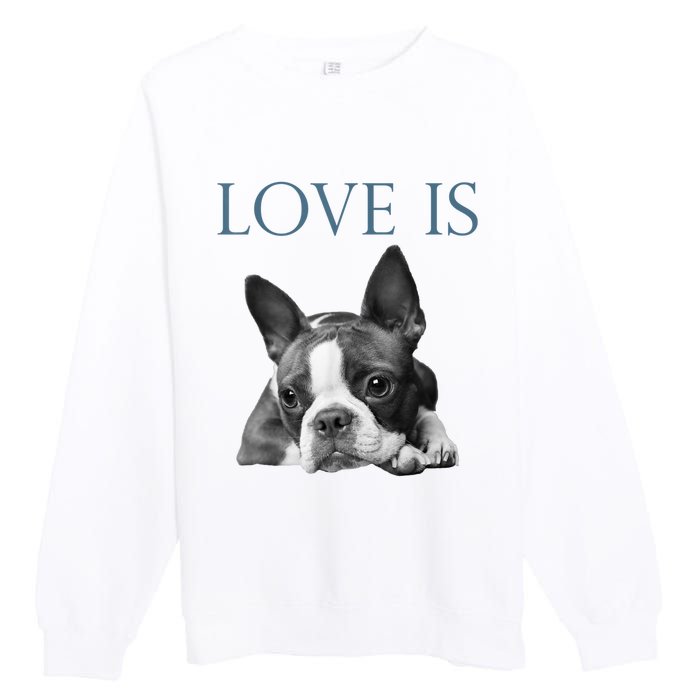 Love Is Boston Terrier Bostie Premium Crewneck Sweatshirt