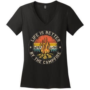 Life Is Better By The Campfire Camping Campfire Women's V-Neck T-Shirt