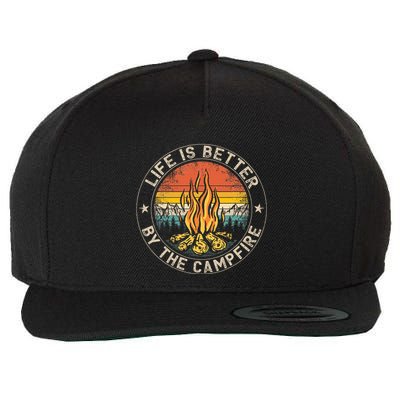 Life Is Better By The Campfire Camping Campfire Wool Snapback Cap
