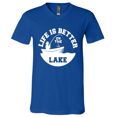 Life Is Better On The Lake Fishing Lake Life Gift V-Neck T-Shirt