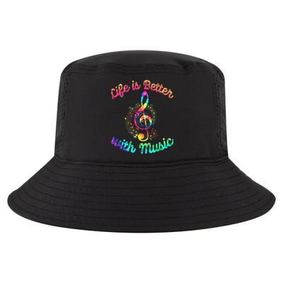 Life Is Better With Music Notes Symbol Tie Dye Musician Cool Comfort Performance Bucket Hat