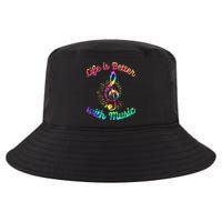 Life Is Better With Music Notes Symbol Tie Dye Musician Cool Comfort Performance Bucket Hat