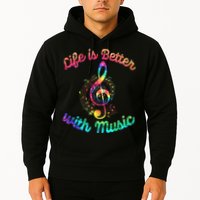 Life Is Better With Music Notes Symbol Tie Dye Musician Hoodie
