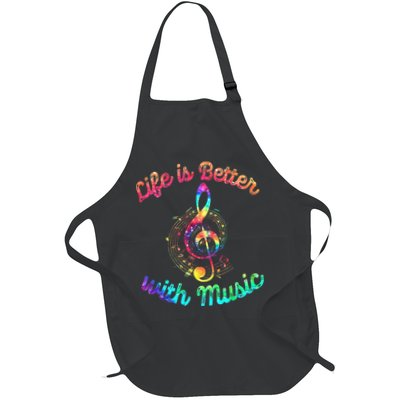 Life Is Better With Music Notes Symbol Tie Dye Musician Apron