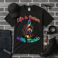 Life Is Better With Music Notes Symbol Tie Dye Musician Tall T-Shirt