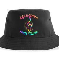 Life Is Better With Music Notes Symbol Tie Dye Musician Sustainable Bucket Hat