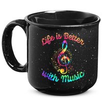Life Is Better With Music Notes Symbol Tie Dye Musician 15oz Campfire Ceramic Mug