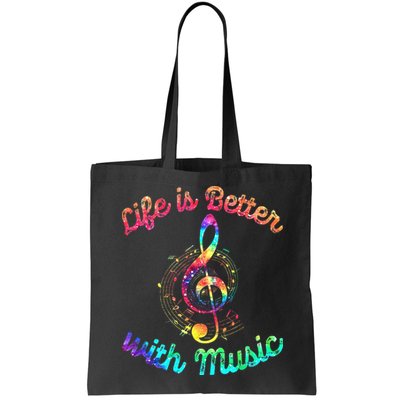Life Is Better With Music Notes Symbol Tie Dye Musician Bag