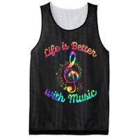 Life Is Better With Music Notes Symbol Tie Dye Musician Mesh Reversible Basketball Jersey Tank