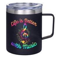 Life Is Better With Music Notes Symbol Tie Dye Musician 12oz Stainless Steel Coffee Mug