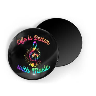 Life Is Better With Music Notes Symbol Tie Dye Musician Magnet