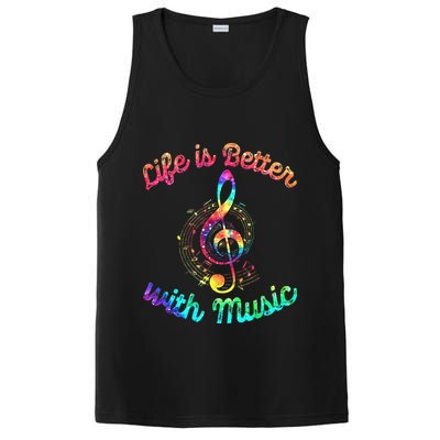Life Is Better With Music Notes Symbol Tie Dye Musician PosiCharge Competitor Tank