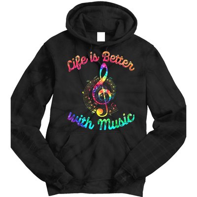 Life Is Better With Music Notes Symbol Tie Dye Musician Tie Dye Hoodie