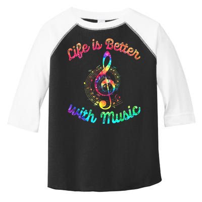 Life Is Better With Music Notes Symbol Tie Dye Musician Toddler Fine Jersey T-Shirt
