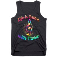 Life Is Better With Music Notes Symbol Tie Dye Musician Tank Top