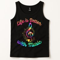 Life Is Better With Music Notes Symbol Tie Dye Musician Tank Top