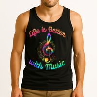 Life Is Better With Music Notes Symbol Tie Dye Musician Tank Top