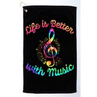 Life Is Better With Music Notes Symbol Tie Dye Musician Golf Towel