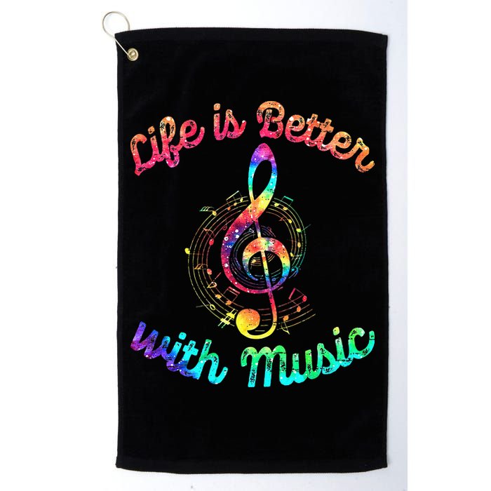 Life Is Better With Music Notes Symbol Tie Dye Musician Golf Towel