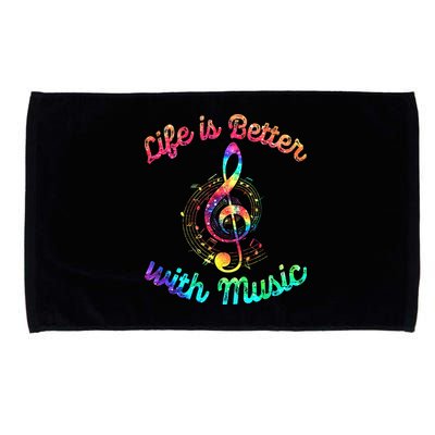 Life Is Better With Music Notes Symbol Tie Dye Musician Microfiber Hand Towel