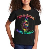 Life Is Better With Music Notes Symbol Tie Dye Musician Kids T-Shirt