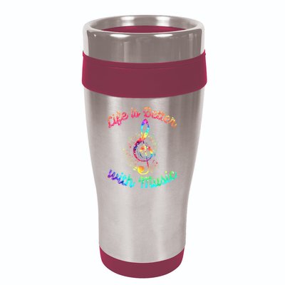 Life Is Better With Music Notes Symbol Tie Dye Musician 16oz Travel Tumbler