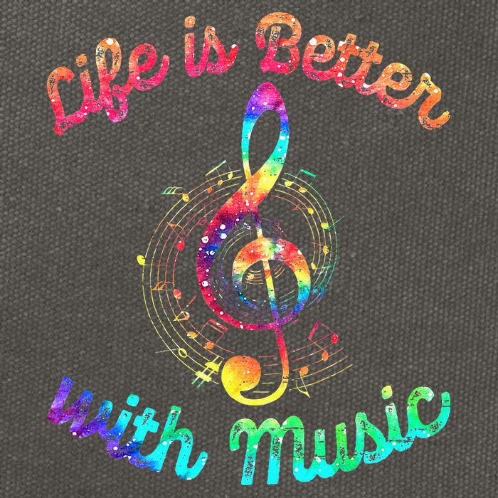 Life Is Better With Music Notes Symbol Tie Dye Musician Cotton Canvas Backpack