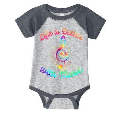 Life Is Better With Music Notes Symbol Tie Dye Musician Infant Baby Jersey Bodysuit