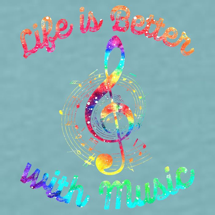 Life Is Better With Music Notes Symbol Tie Dye Musician Sueded Cloud Jersey T-Shirt