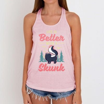 Life Is Better With A Skunk Gift Women's Knotted Racerback Tank