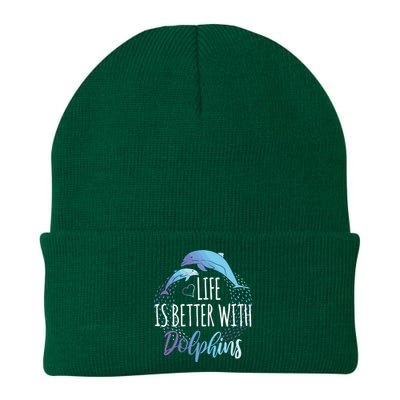 Life Is Better With Dolphins Gift Dolphin Lover Knit Cap Winter Beanie