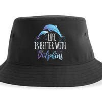 Life Is Better With Dolphins Gift Dolphin Lover Sustainable Bucket Hat