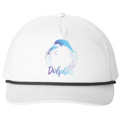 Life Is Better With Dolphins Gift Dolphin Lover Snapback Five-Panel Rope Hat