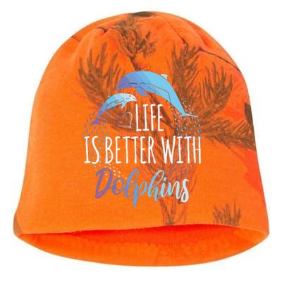 Life Is Better With Dolphins Gift Dolphin Lover Kati - Camo Knit Beanie