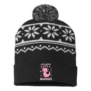 Life Is Better With An Axolotl Cute Kawaii Design USA-Made Snowflake Beanie