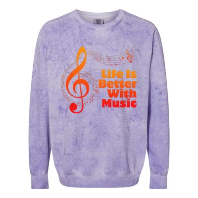 Life Is Better With Music Theory Musician Teacher Notes Clef Colorblast Crewneck Sweatshirt