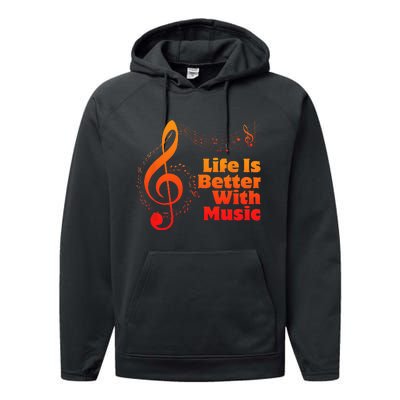 Life Is Better With Music Theory Musician Teacher Notes Clef Performance Fleece Hoodie