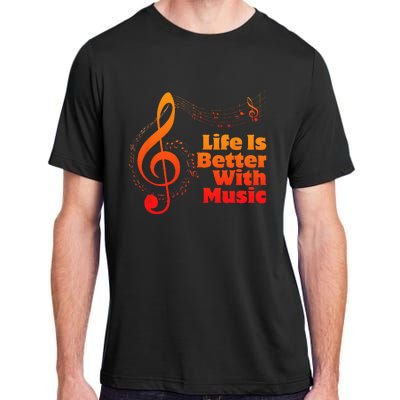 Life Is Better With Music Theory Musician Teacher Notes Clef Adult ChromaSoft Performance T-Shirt