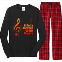 Life Is Better With Music Theory Musician Teacher Notes Clef Long Sleeve Pajama Set