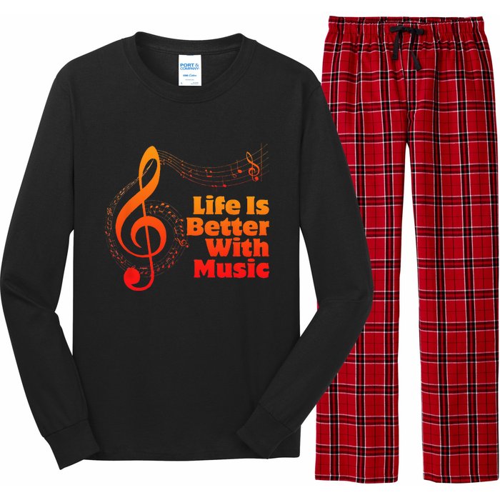 Life Is Better With Music Theory Musician Teacher Notes Clef Long Sleeve Pajama Set