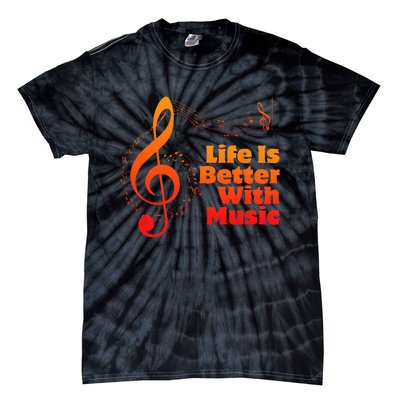 Life Is Better With Music Theory Musician Teacher Notes Clef Tie-Dye T-Shirt